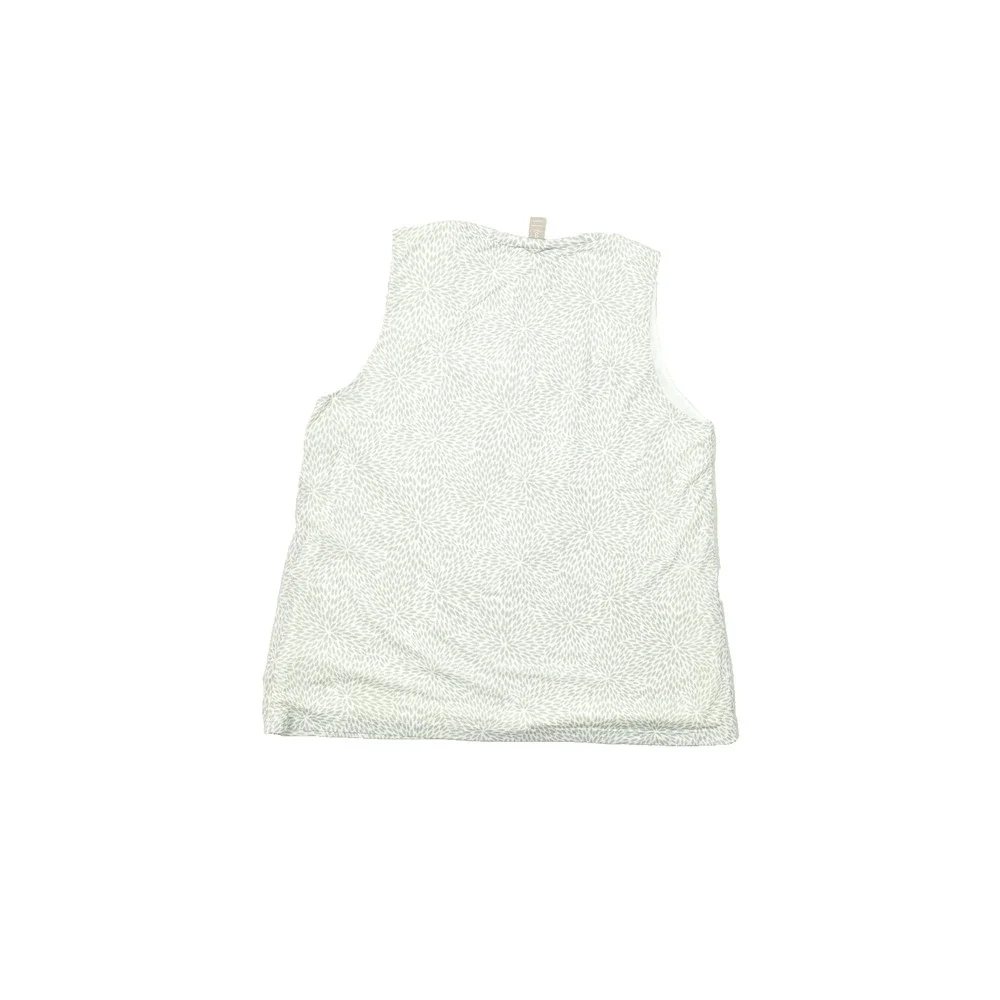 Chico's Women's Size 3 Green Floral Ruffle Front Sleeveless Tank Top Blouse Nylo